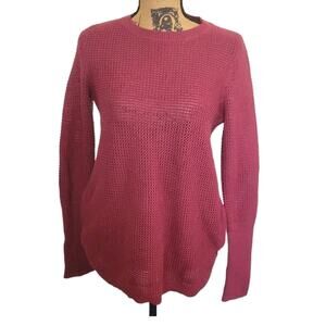 Small Dakini burgundy waffle knit pullover long sleeve sweater with size zipper